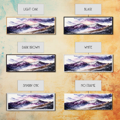 Framed Canvas Print of Majestic Mountain Landscape | Vibrant Hues | Watercolor Painting | Ready-to-Hang | Home Decor