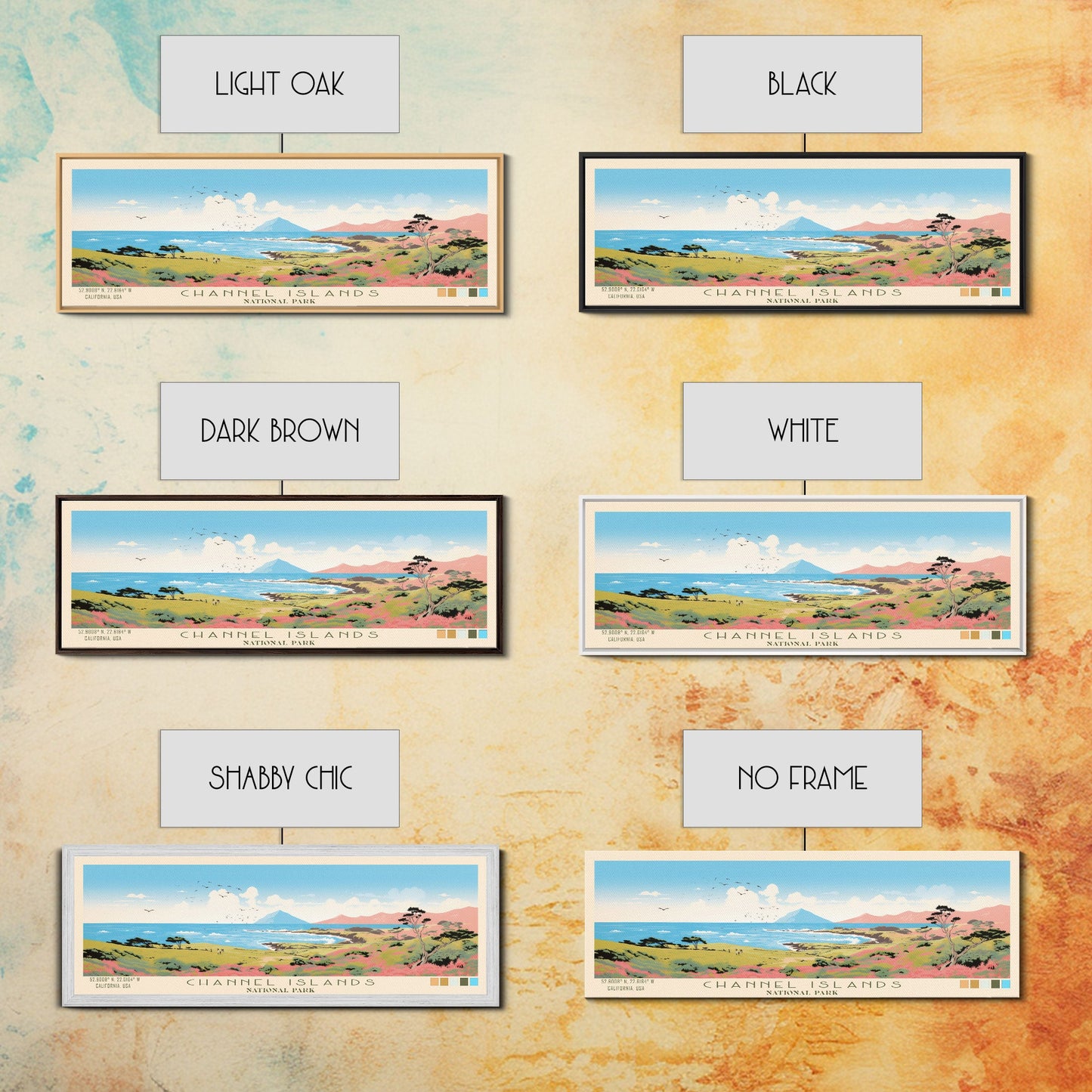 Channel Islands National Park Panoramic California Travel Art, National Park Print, Minimalist Travel Art, Midcentury Modern Style Landscape