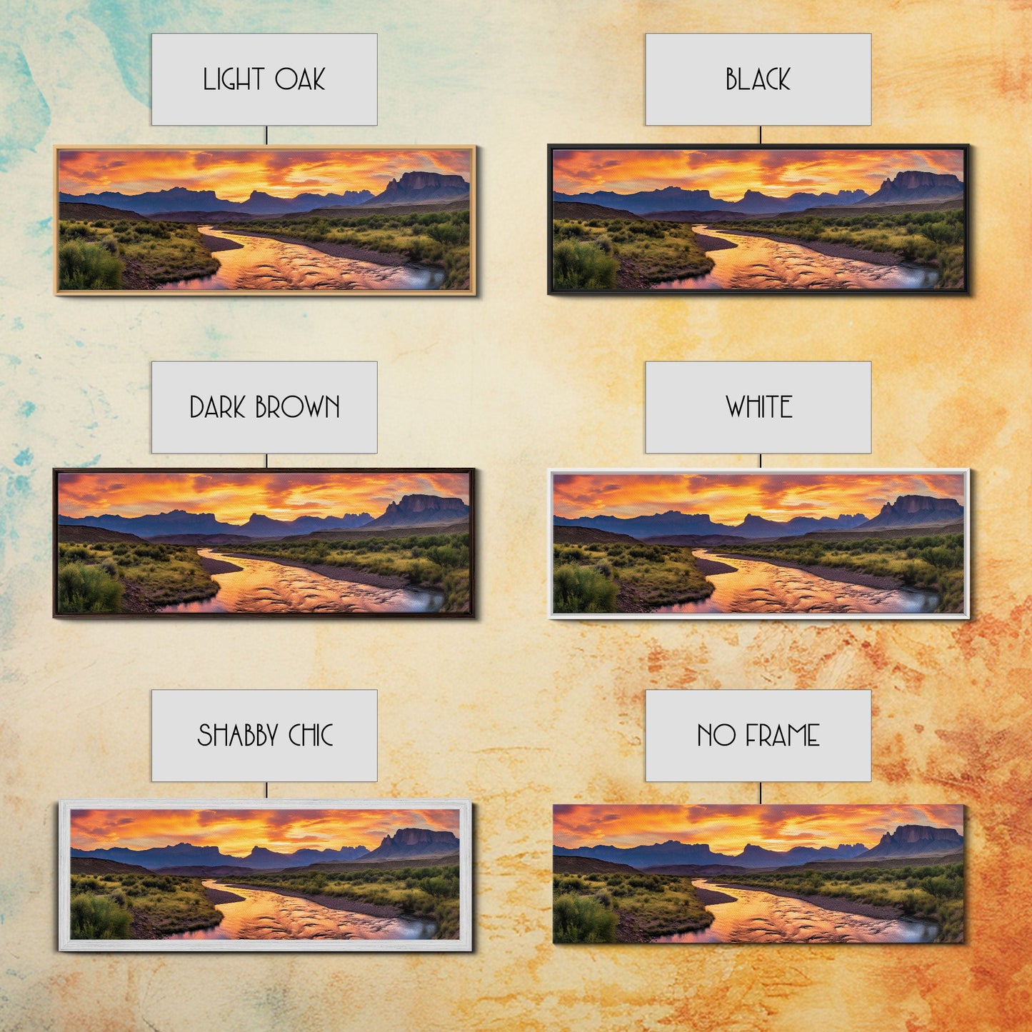 Photographic Panoramic of Big Bend Texas National Park, Sunset Photography, National Park Art, Framed Canvas Print, Landscape Photography