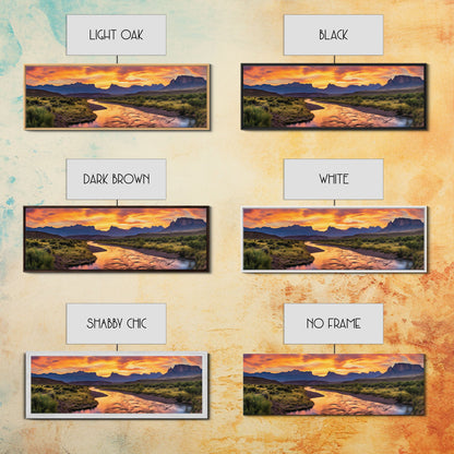 Photographic Panoramic of Big Bend Texas National Park, Sunset Photography, National Park Art, Framed Canvas Print, Landscape Photography