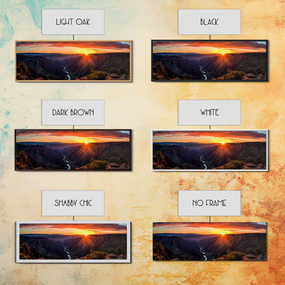 Photographic Panoramic of Black Canyon Of The Gunnison National Park, Sunset Photography, Framed Canvas Print, Landscape Photography