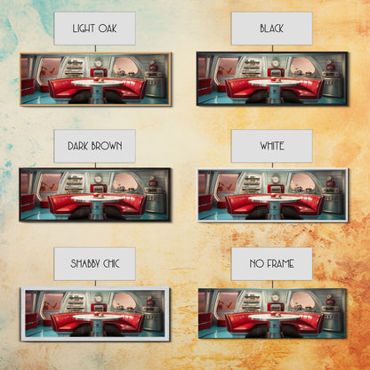 Atomic Age Scifi Style 1950s Diner Booth Wall Art, Framed Canvas Print, MCM, Midcentury Modern Wall Art, Diner Decor