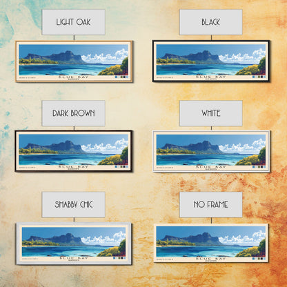 Blue Bay, Mauritius Panoramic Print, Vacation Gift, Mauritius Wall Art, Beach Painting, Beach Decor, Large Wall Art, Wood Frame Art