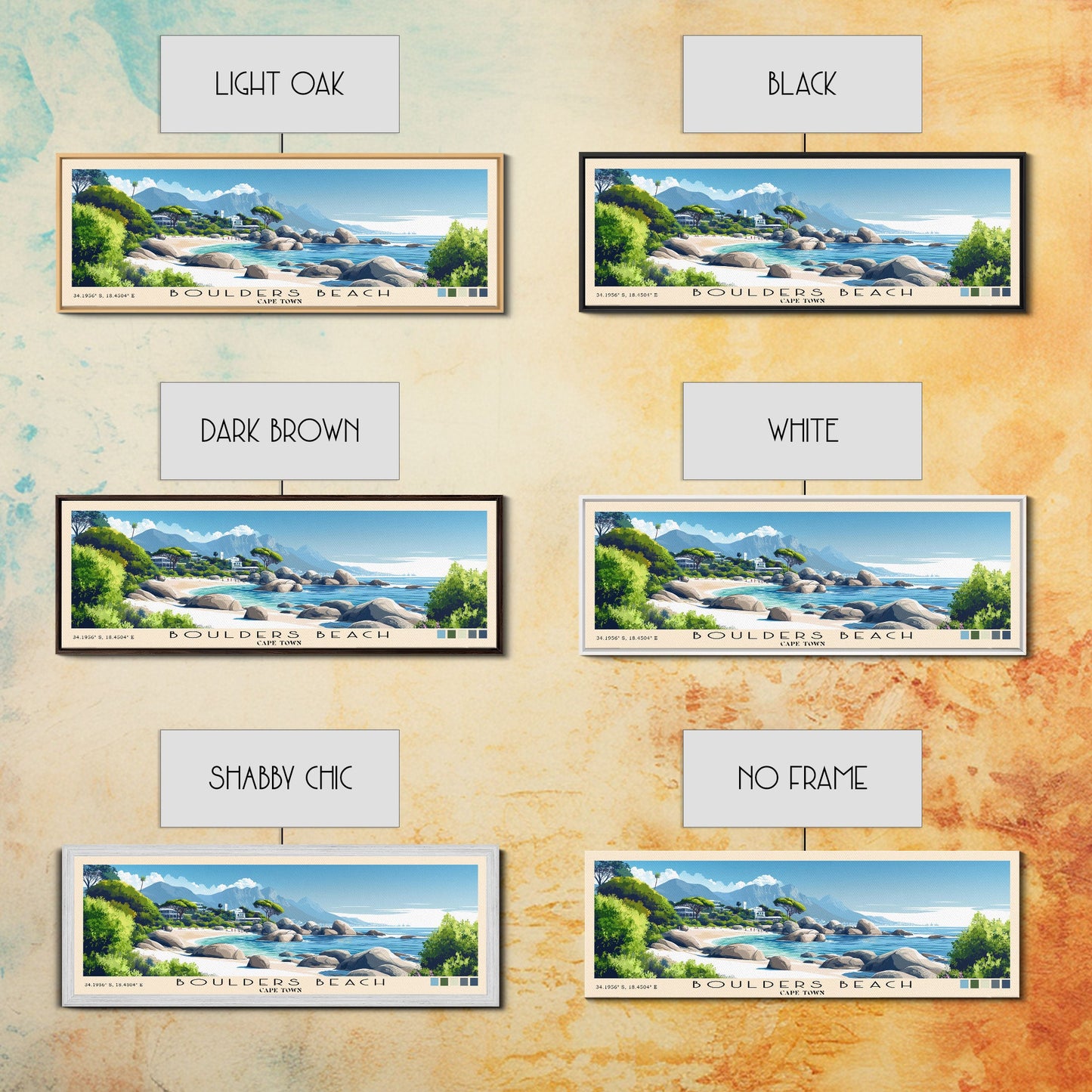 Boulders Beach, Cape Town Panoramic Print, Vacation Gift, Cape Town Wall Art, Vacation Wall Art, Vacatation Memories, Beach Decor, Beach Or Lakehouse Art