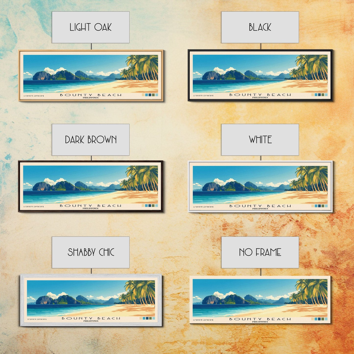 Bounty Beach, Philippines Panoramic Beach Print, Vacation Gift, Philippines Wall Art, Beach Painting, Beach Decor, Beach Painting