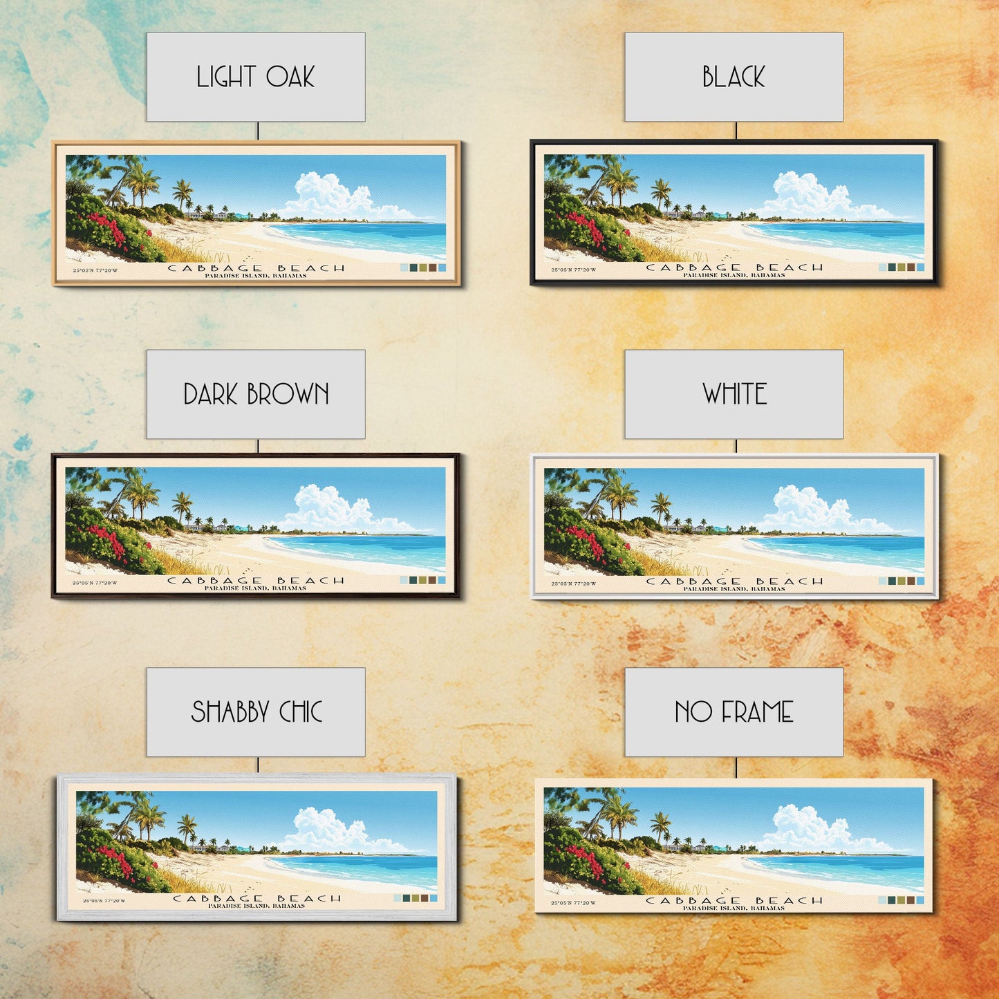Cabbage Beach, Paradise Island, Bahamas Panoramic Print, Vacation Gift, Paradise Island, Bahamas Wall Art, Beach Painting, Beach Decor, Large Wall Art, Wood Frame Art