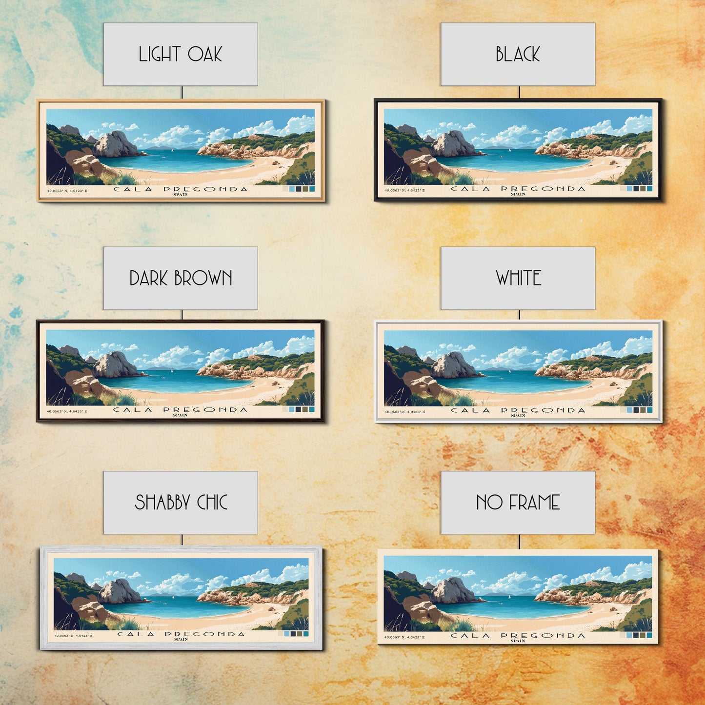 Cala Pregonda, Spain Panoramic Print, Vacation Gift, Spain Wall Art, Beach Painting, Beach Decor, Beach Or Lakehouse Art