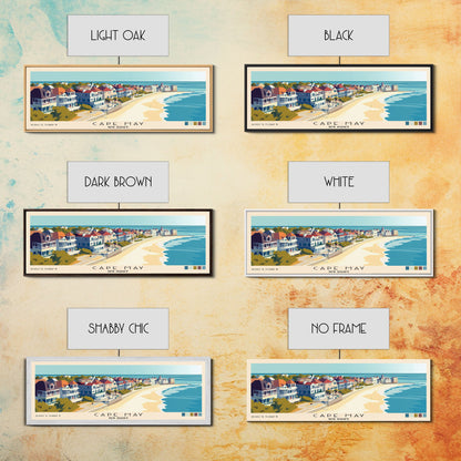 Cape May, New Jersey Panoramic Beach Print, Vacation Gift, New Jersey Wall Art, Beach Painting, Beach Decor, Beach Painting