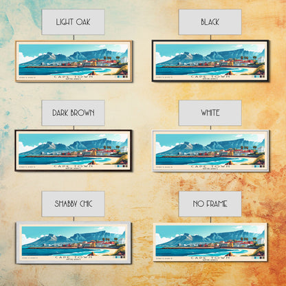 Cape Town, South Africa Panoramic Print, Vacation Gift, South Africa Wall Art, Beach Painting, Beach Decor, Large Wall Art, Wood Frame Art