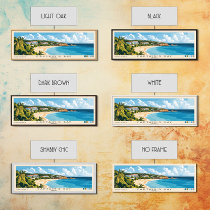 Captain's Bay, Anguila Panoramic Print, Vacation Gift, Anguila Wall Art, Beach Painting, Beach Decor, Beach Or Lakehouse Art