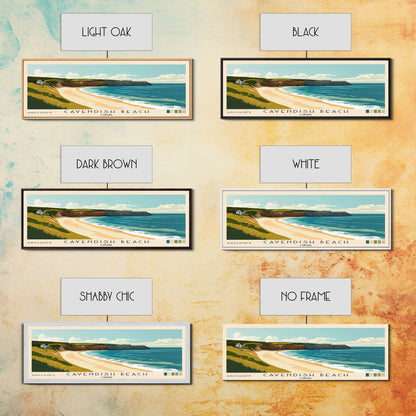 Cavendish Beach, Canada Panoramic Beach Print, Vacation Gift, Canada Wall Art, Framed Canvas Print, Framed Beach Painting