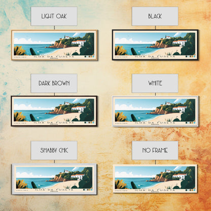 Ilha da Fuseta, Portugal Panoramic Print, Vacation Gift, Portugal Wall Art, Beach Painting, Beach Decor, Large Wall Art, Wood Frame Art