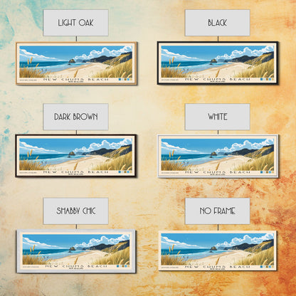 New Chums Beach, New Zealand Panoramic Print, Vacation Gift, New Zealand Wall Art, Beach Painting, Beach Decor, Beach Or Lakehouse Art