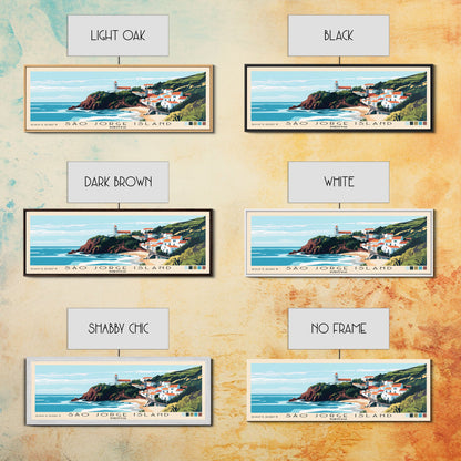 São Jorge Island, Portugal Panoramic Beach Print, Vacation Gift, Portugal Wall Art, Beach Painting, Beach Decor, Beach Painting