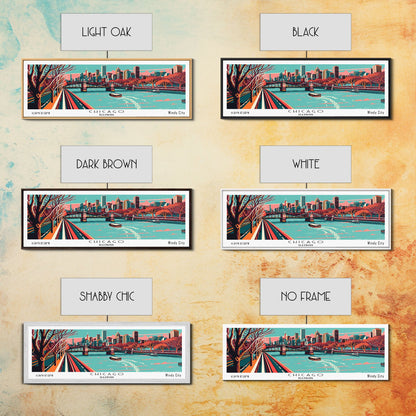 Chicago Illinois Panoramic Travel Poster Canvas Print