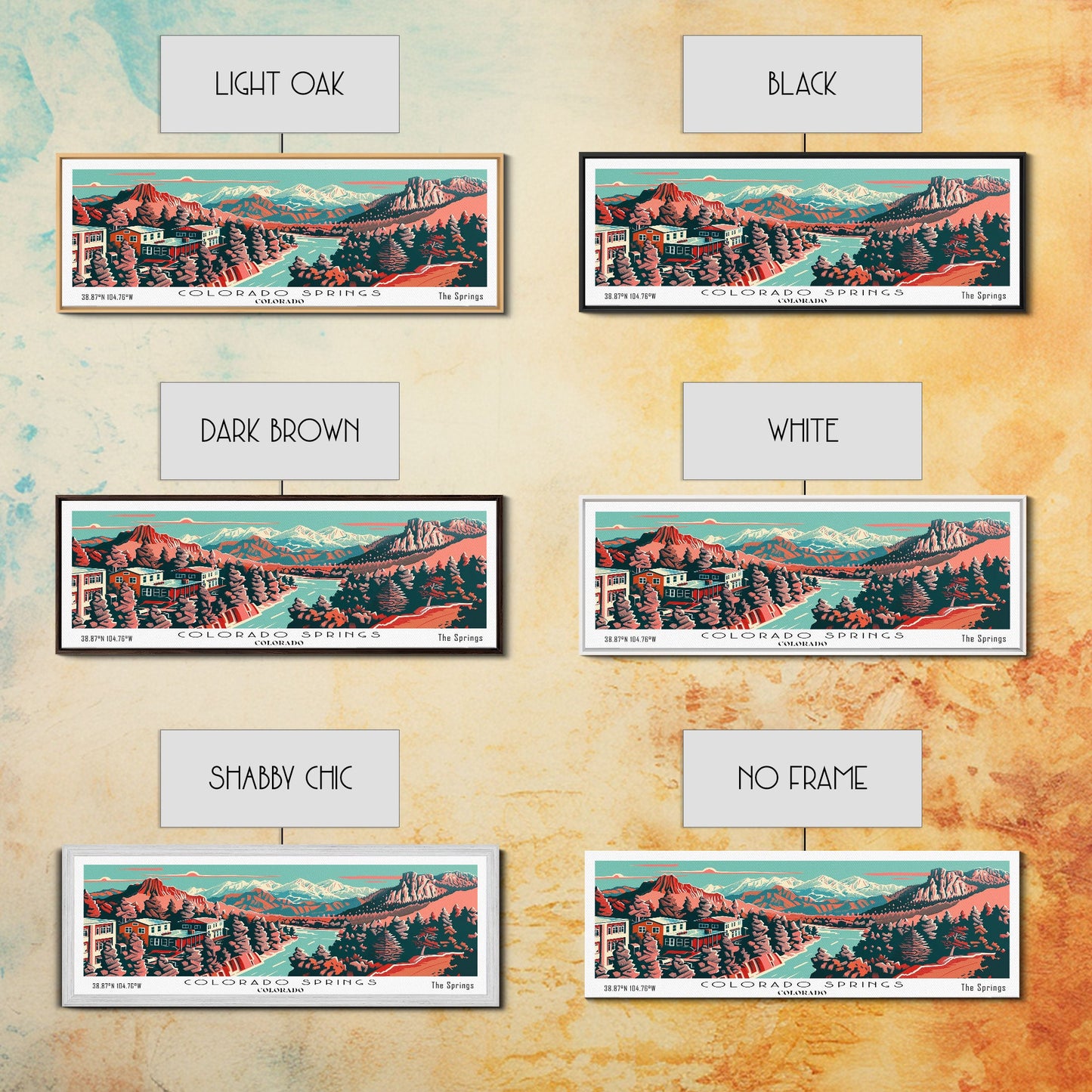 Colorado Springs Colorado Panoramic Travel Poster Canvas Print