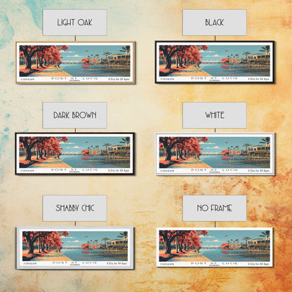 Port St. Lucie Florida Panoramic Painting, Mid Century Modern Framed Canvas Print, Retro Pop Art Travel Poster, Home Decor, Cityscape Art