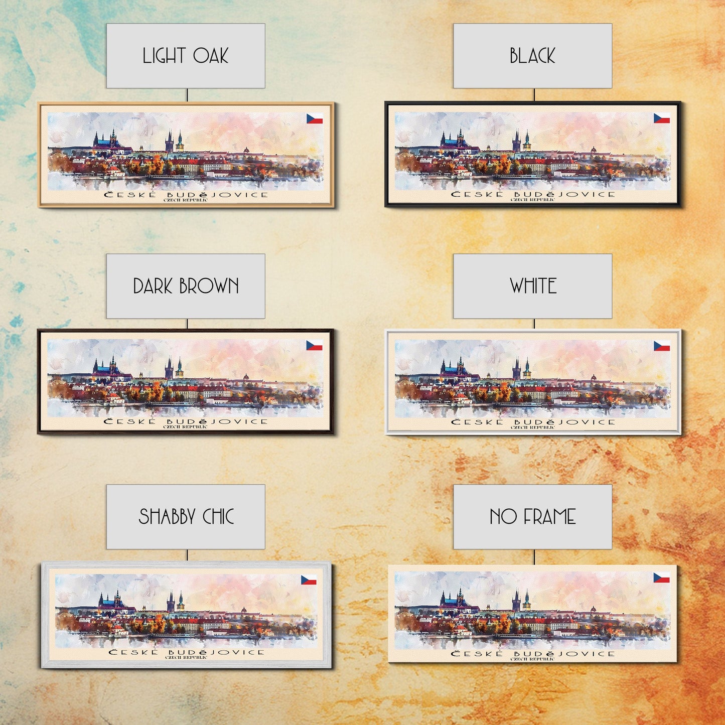 Ceske Budejovice Czech Republic Wall Art, Panoramic Travel Poster, Panoramic Framed Canvas Print, City Wall Art, Wall Hanging Home Decor, Travel Art