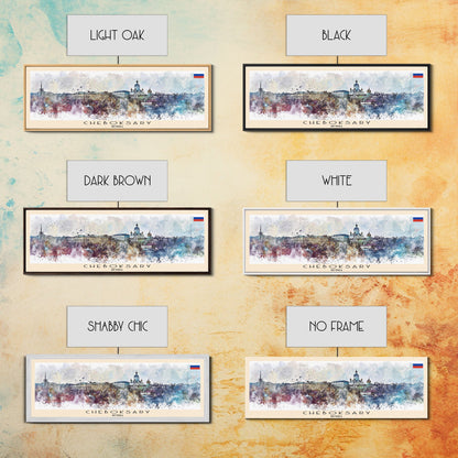 Cheboksary Russia Travel Art, City Art, Framed Canvas Print or Metal Wall Art, Europe Travel Poster, Panoramic Wall Art, Extra Wide Wall Art