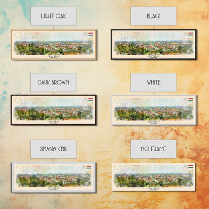 Gyor Hungary Wall Art, Panoramic Travel Poster, Panoramic Framed Canvas Print, City Wall Art, Wall Hanging Home Decor, Travel Art