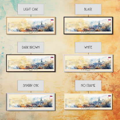 Kraljevo Serbia Panoramic Travel Poster, Framed Canvas Print or Metal Wall Art, Travel Art, Home Decor, Panoramic Painting, Midcentury Art