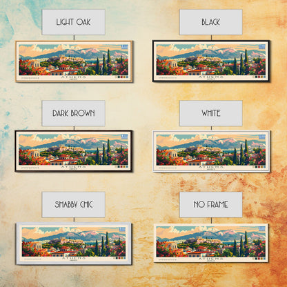 Athens Greece Travel Art, City Art, Framed Canvas Print or Metal Wall Art, Europe Travel Poster, Panoramic Wall Art, Extra Wide Wall Art