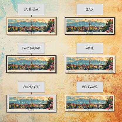 Bern Switzerland Travel Art, City Art, Framed Canvas Print or Metal Wall Art, Europe Travel Poster, Panoramic Wall Art, Extra Wide Wall Art