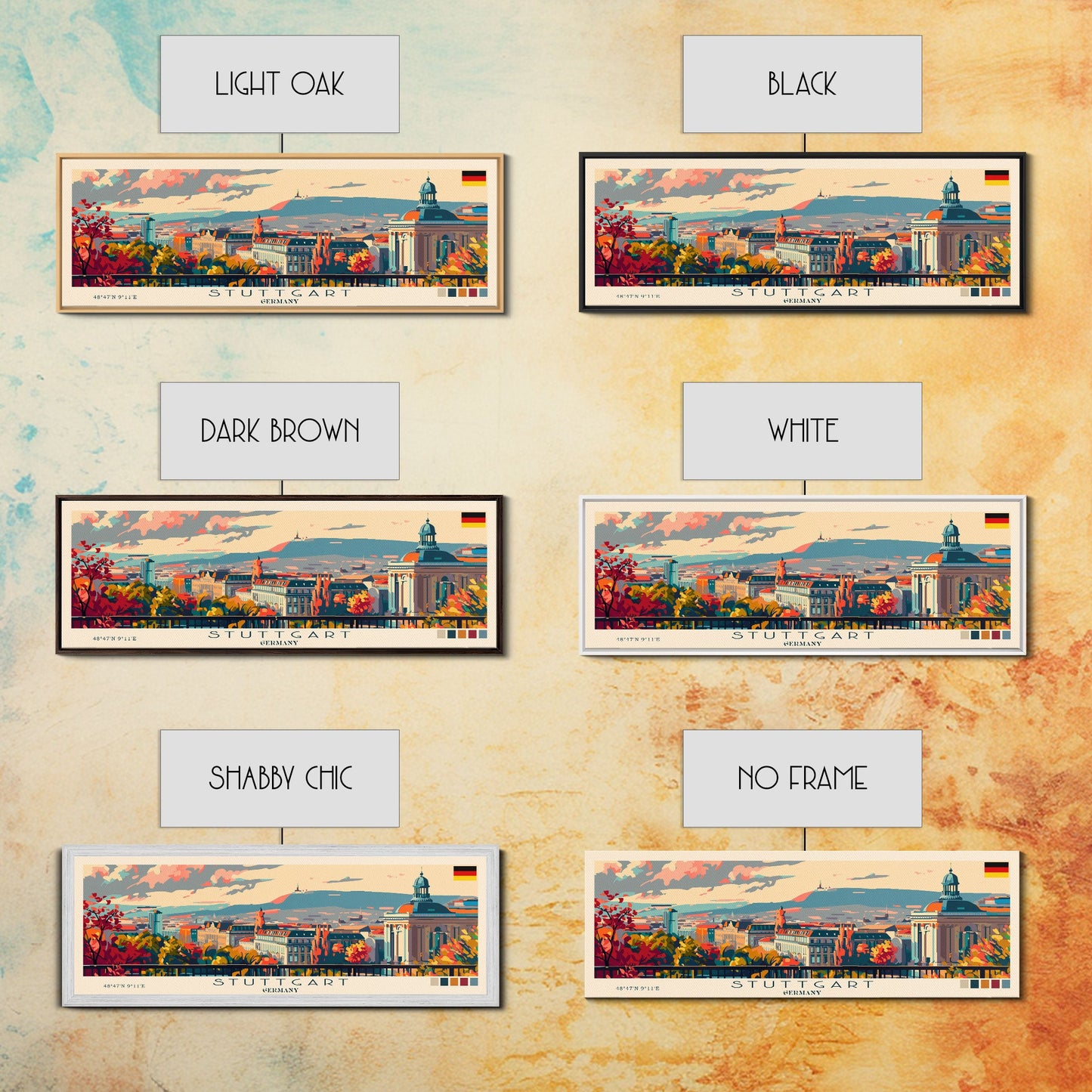 Stuttgart Germany Wall Art, Panoramic Travel Poster, Panoramic Framed Canvas Print, City Wall Art, Wall Hanging Home Decor, Travel Art