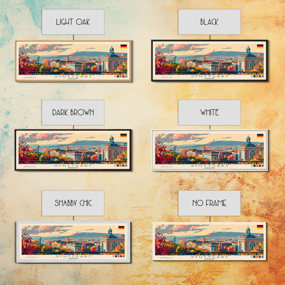 Stuttgart Germany Wall Art, Panoramic Travel Poster, Panoramic Framed Canvas Print, City Wall Art, Wall Hanging Home Decor, Travel Art