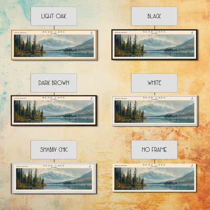 Bear Lake Alaska Framed Canvas Print, Panoramic Lake House Decor, Scenic View, Travel Poster, Rustic Art, Water Reflection