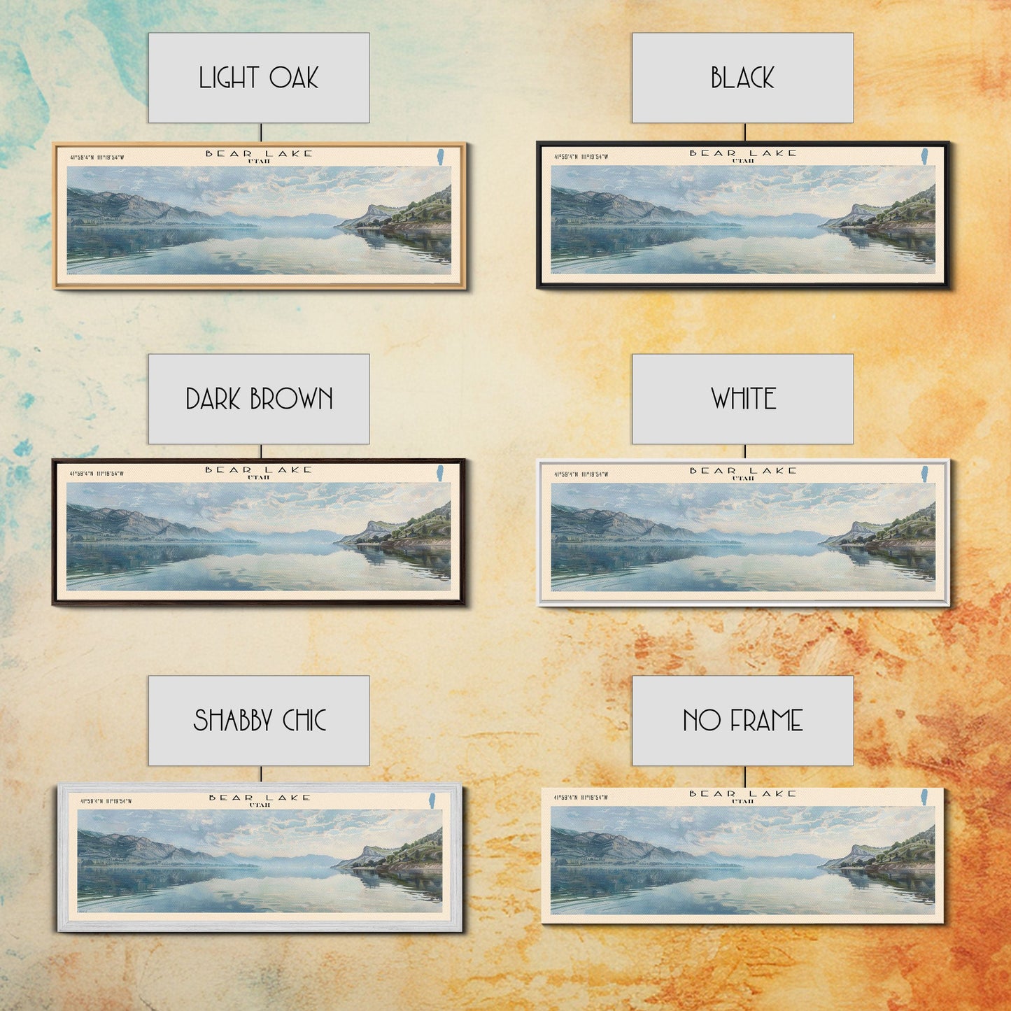 Bear Lake Panoramic Framed Canvas Print, Lake House Decor, Scenic View, Travel Poster, Minimalist Art, Home Decoration