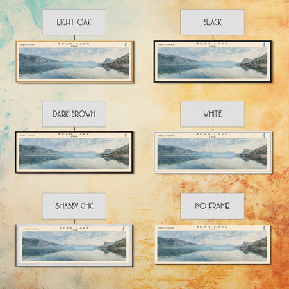 Bear Lake Panoramic Framed Canvas Print, Lake House Decor, Scenic View, Travel Poster, Minimalist Art, Home Decoration