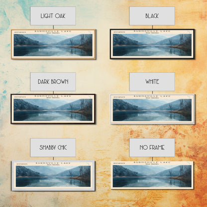 Burnsville Lake West Virginia Framed Canvas Print, Panoramic Lake House Decor, Wall Art, Travel Poster, Modern Lake Painting, Nature Art