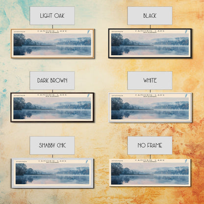 Canobie Lake New Hampshire Framed Canvas Print, Panoramic Lake House Art, Wall Art, Travel Poster, Modern Lake Painting, Nature Art