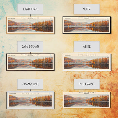 Cave Run Lake Kentucky Framed Canvas Print, Lake House Decor, Panoramic Wide Art, Travel Poster, Rustic Lake Painting, Nature Art
