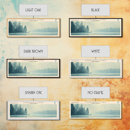 Churchill Lake Framed Canvas Print, Panoramic Lake House Decor, Wide Wall Art, Travel Poster, Modern Lake Painting, Nature Art