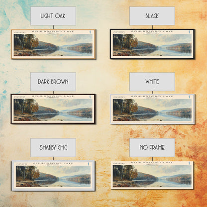 Gouldsboro Lake Pennsylvania Framed Canvas Print, Lake House Art, Panoramic Wall Art, Travel Poster, Serene Lake Painting, Home Decor