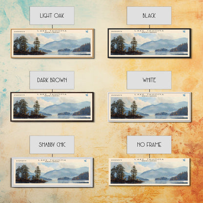 Lake Tahoma North Carolina Framed Canvas Print, Lake House Decor, Panoramic Wall Art, Travel Poster, Serene Landscape Painting, Rustic Art