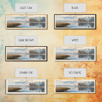 Lake Tarpon Florida Framed Canvas Print, Lake House Decor, Panoramic Wall Art, Travel Poster, Beautiful Landscape Painting, Living Room Decor