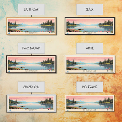 Big Chapman Lake Indiana Framed Canvas Print, Panoramic Travel Poster, Midcentury Modern Wall Art, Pop Art, Nature Lake House Art, Bedroom Decor