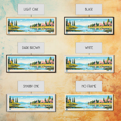 Big Trout Lake Ontario Framed Canvas Print, Panoramic Travel Poster, Midcentury Modern Wall Art, Pop Art, Nature Living Room Art, Lake House Decor