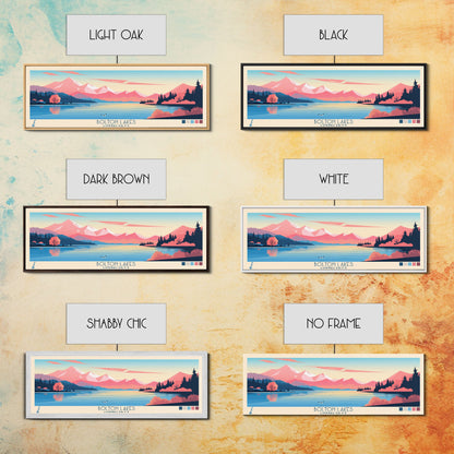 Bolton Lakes Connecticut Framed Canvas Print, Panoramic Wall Art, Midcentury Modern, Pop Art, Travel Poster, Scenic Living Room Art, Lake House Decor