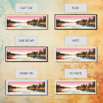 Churchill Lake Saskatchewan Framed Canvas Print, Midcentury Modern Panoramic Wall Art, Living Room Decor, Pop Art, Travel Poster Art, Scenic Nature Painting, Lake House Decor