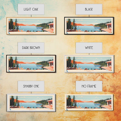 Gordon Lake Alberta Framed Canvas Print, Panoramic Art, Midcentury Modern, Pop Art, Bedroom Decor, Travel Poster, Artistic Decor, Home Decor