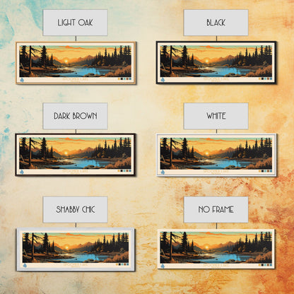 Spooner Lake, Nevada Framed Canvas Print, Lake House Decor, Midcentury Modern Art, Pop Art, Travel Poster, Bedroom Wall Art