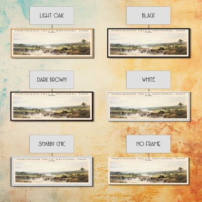 Murchison Falls Nationalpark-Reiseposter, gerahmter Leinwanddruck, Reisekunstwerk mit Landmotiv, Holzrahmen, Wandbehang, Wohndekoration