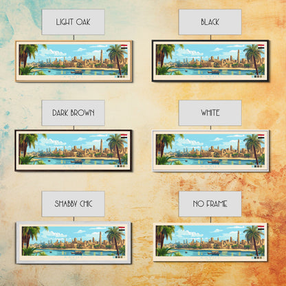 Asyut, Egypt Travel Poster Panoramic Canvas Print, Asyut, Egypt Painting, Egypt Art, Asyut Travel Art, Guest Room Painting