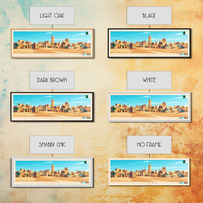 Biskra, Algeria Panoramic Travel Poster Canvas Print, Biskra, Algeria Painting, Algeria Art, Biskra Travel Art, Guest Room Painting