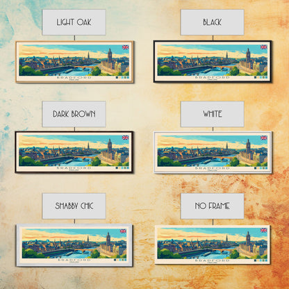 Bradford, England Panoramic Travel Poster Canvas Print, Bradford, England Painting, England Art, Bradford Travel Art, Guest Room Painting