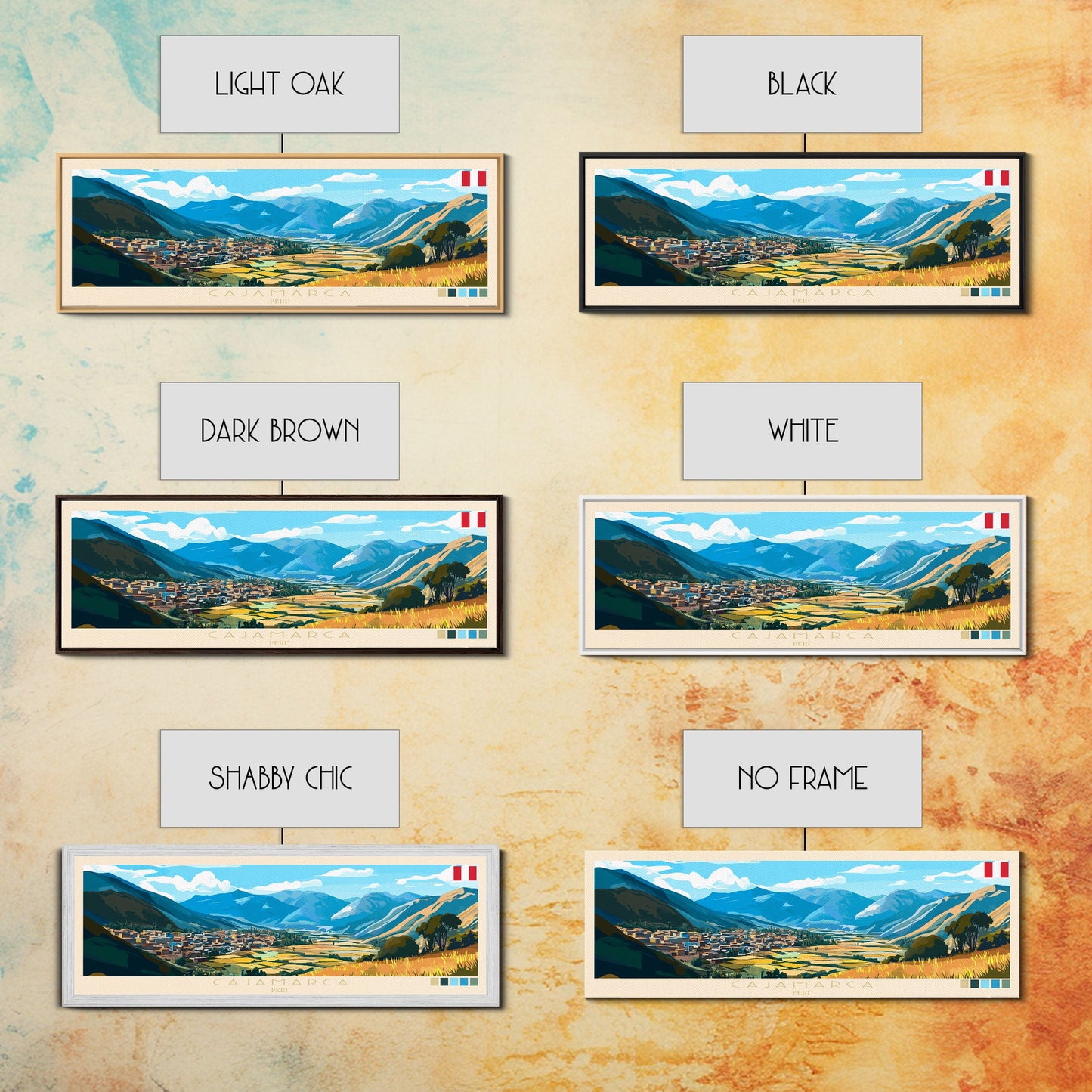 Cajamarca, Peru Panoramic Travel Poster Canvas Print, Cajamarca, Peru Painting, Peru Art, Cajamarca Travel Art, Guest Room Painting